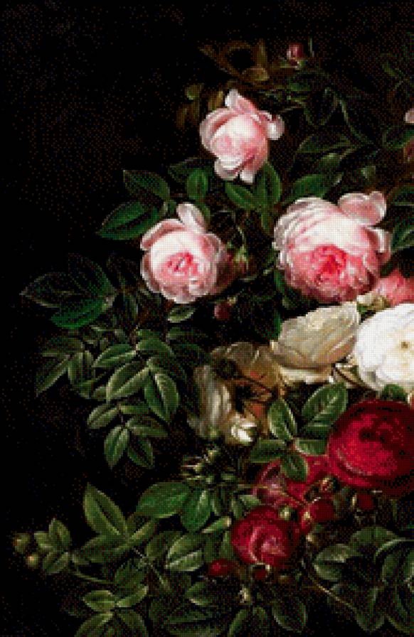 старинная картина часть 1 - живопись, цветы, розы, куст, роза - предпросмотр