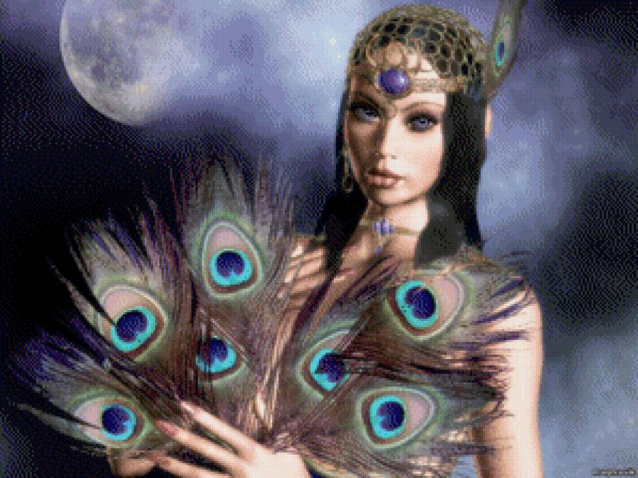 Перо павлина - фэнтези, восток, девушка - предпросмотр