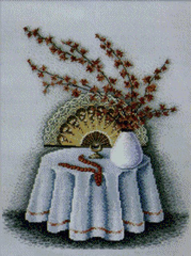 Натюрморт с веером - натюрморт, восток, азия - предпросмотр