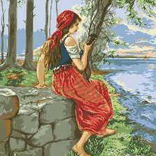 Схема вышивки «Девушка у ручья»