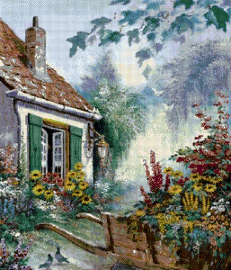 Дом в саду - природа - предпросмотр