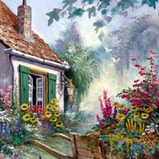 Схема вышивки «Дом в саду»