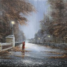 Схема вышивки «Пара под дождем»