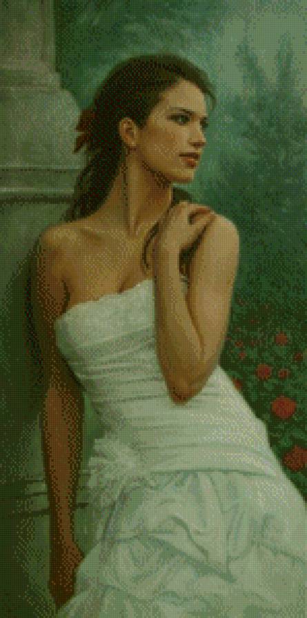 Серия "Девушка" - букет, цветы, девушка - предпросмотр