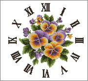 Схема вышивки «Часы"Анютины глазки"»