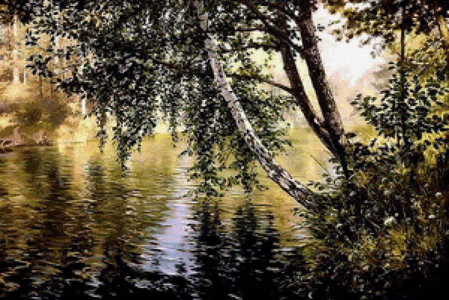 Берёзки у воды - вода, березки, пейзаж - предпросмотр