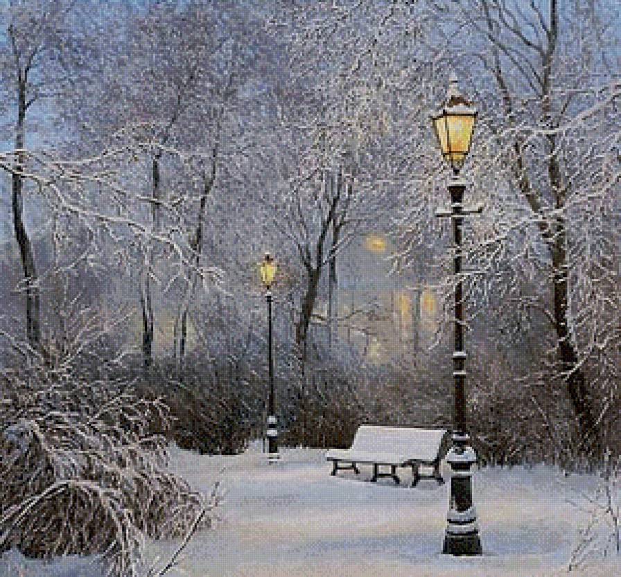 Заснеженная аллея. - аллея, пейзаж, снег, зима - предпросмотр