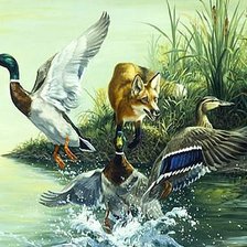 Схема вышивки «Лиса и утки.Охота.»