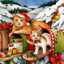 Схема вышивки «новогодняя почта»