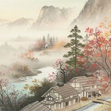 Схема вышивки «Туман над рекой»