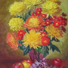 Схема вышивки «Букет хризантем»