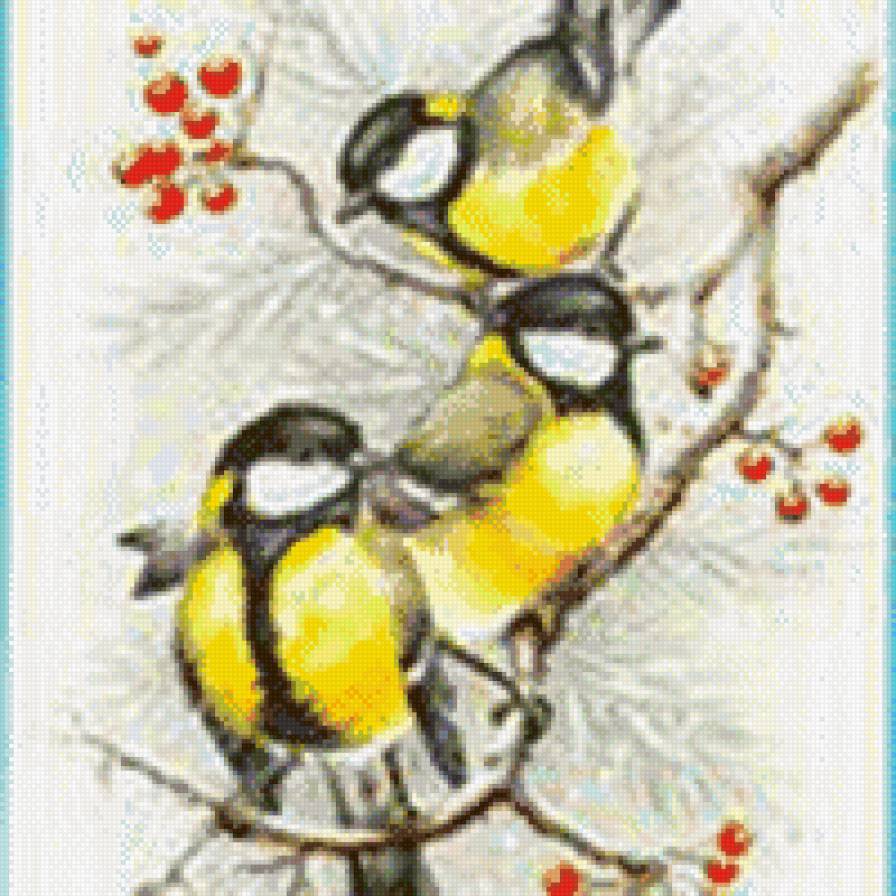 синички - природа, птицы, зима - предпросмотр