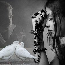 Схема вышивки «Он и Она, голуби»