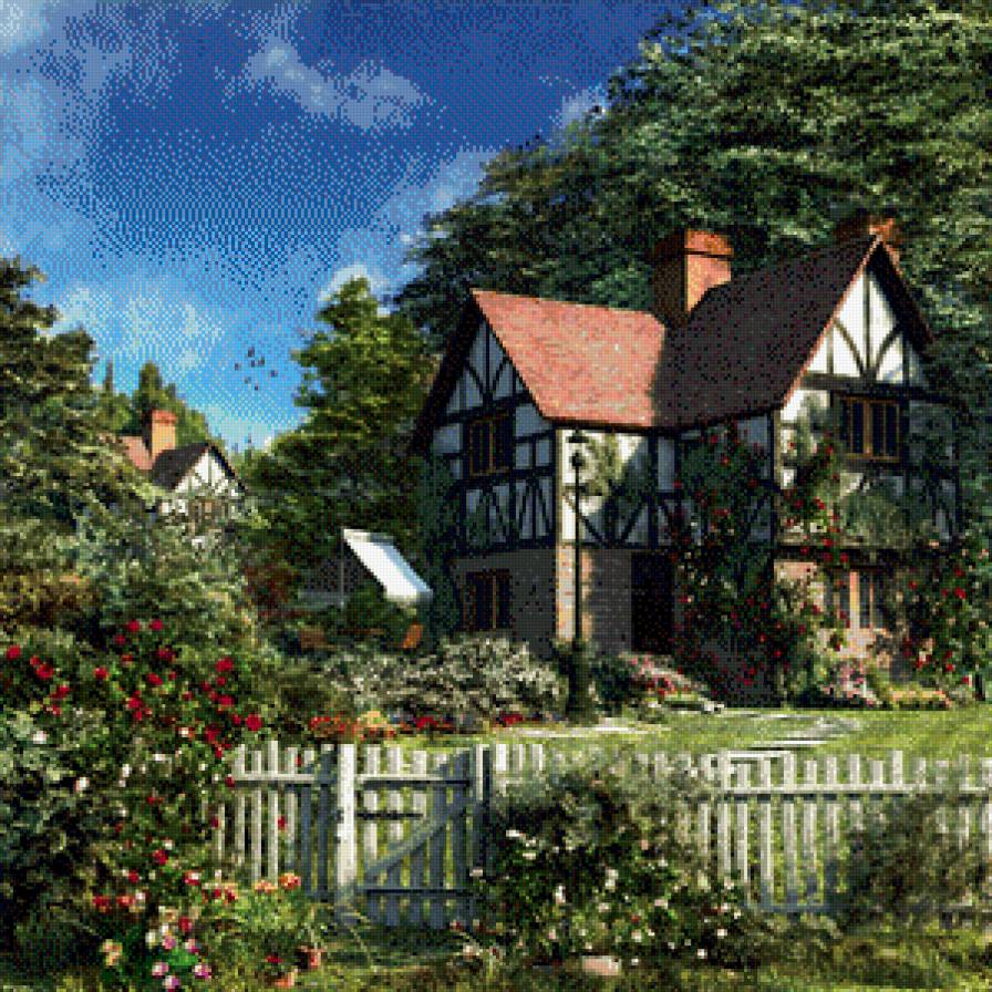 Серия "Пейзажи" - домик, дорога, пейзаж, лето, цветы - предпросмотр