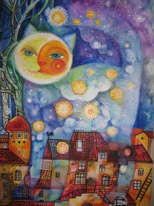 лунный кот - сказка, лунный кот, кот - оригинал