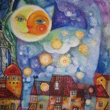 Схема вышивки «лунный кот»