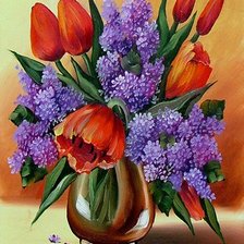 Схема вышивки «сирень и маки»