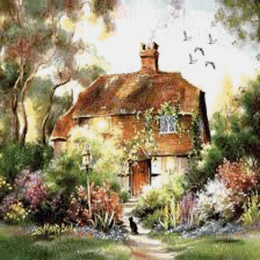 домик - пейзаж, сказка, кот, природа, домик - предпросмотр