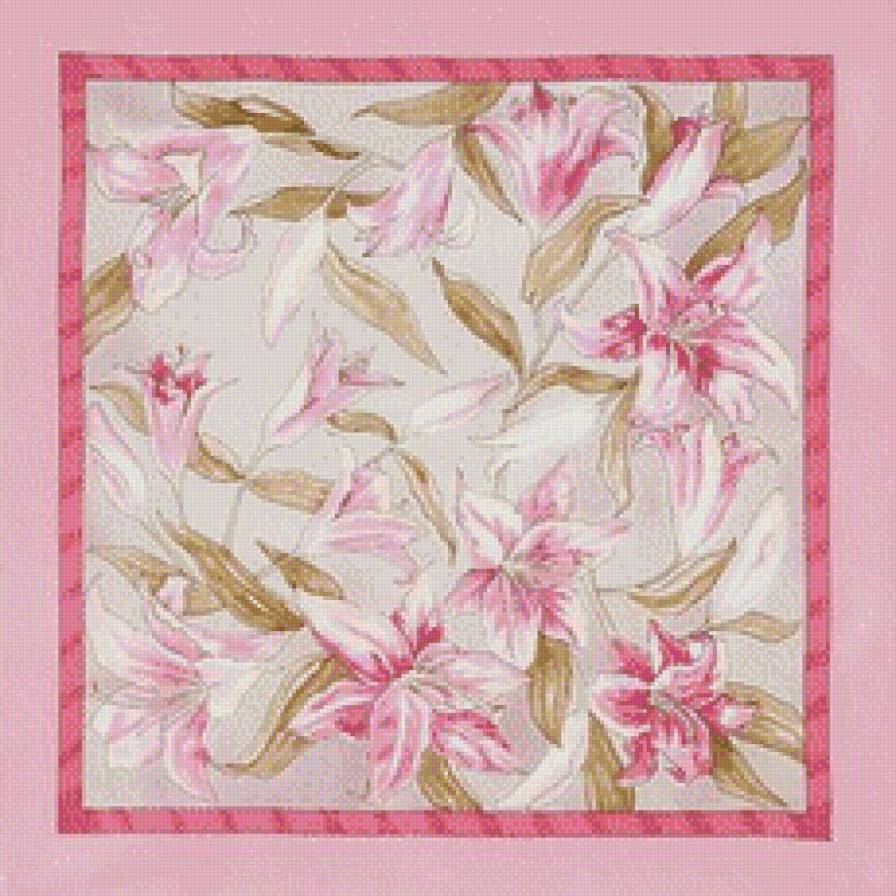 лилии на подушку - подушка, цветы, лилии, розовое, букет - предпросмотр