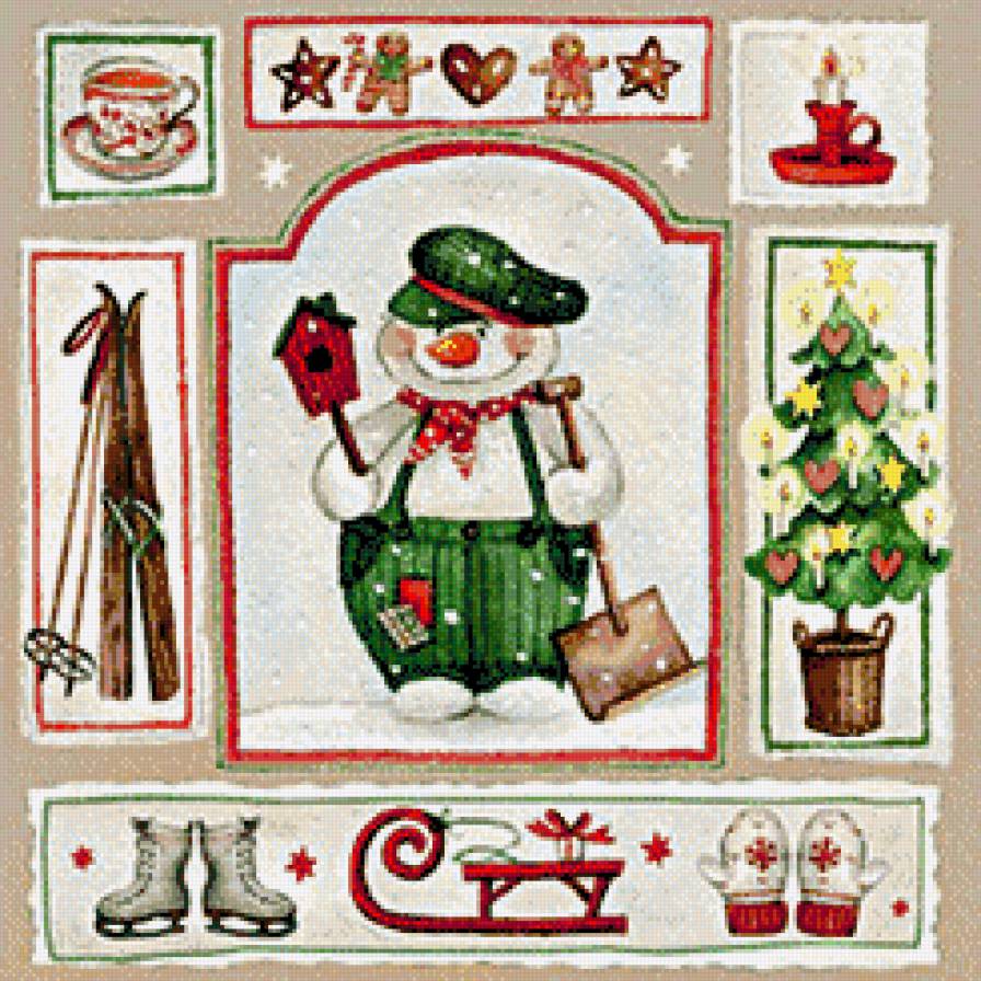 снеговик - подушка, снеговик, зима - предпросмотр