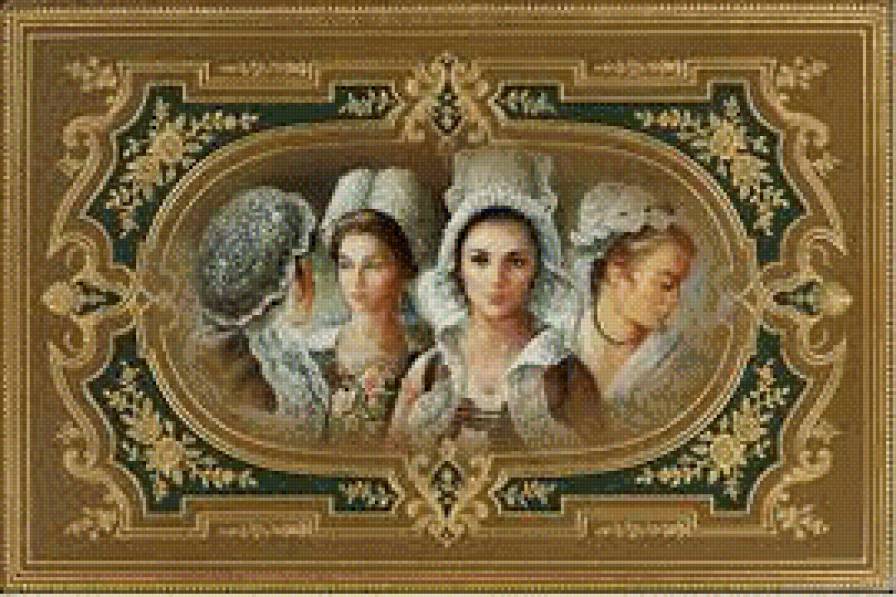 красивое панно - девушка, люди, красивые, живопись - предпросмотр