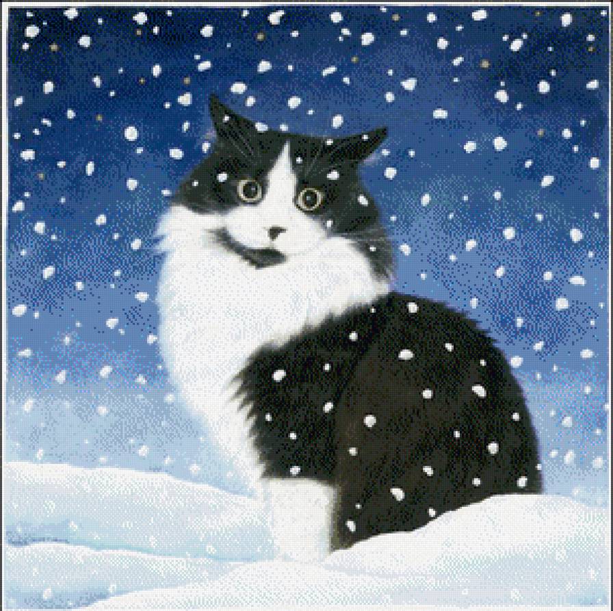 Серия "Кошки" - кошки, снег, животные - предпросмотр