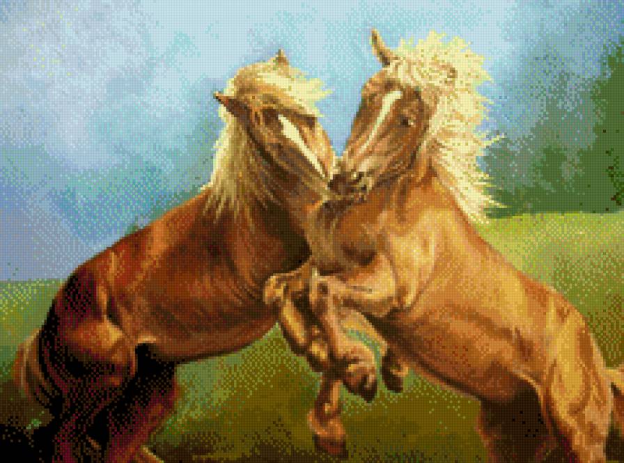 танец - картина, картины, пейзаж, природа, лошади - предпросмотр