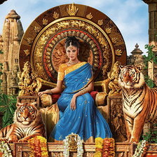 девушка с тигром