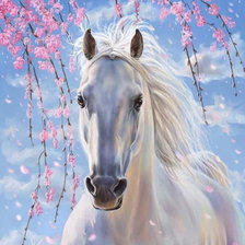 Схема вышивки «Лошадь и ветка сакуры»