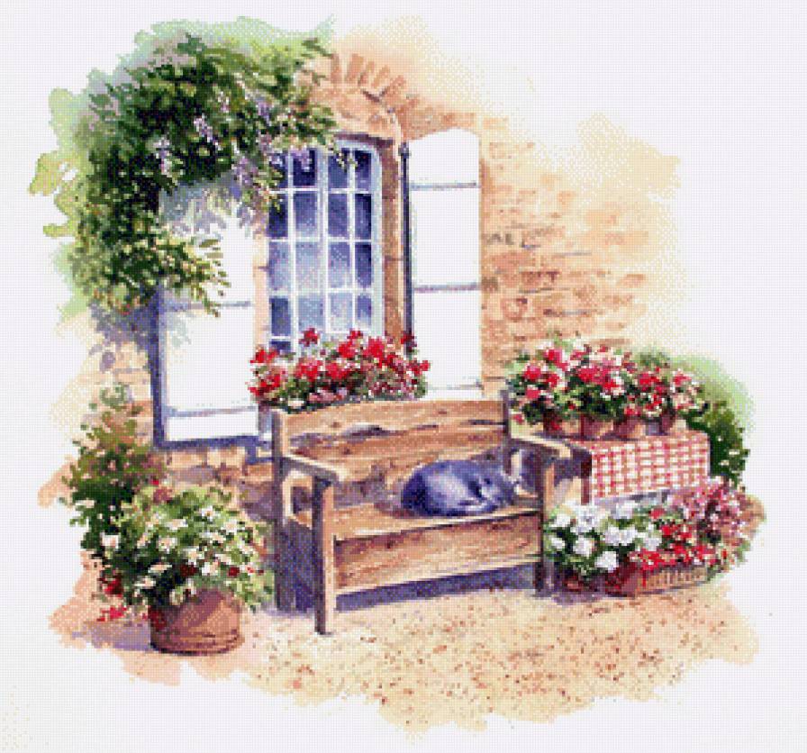 Серия "Пейзажи" - цветы, лето, пейзаж, животные, кошки - предпросмотр