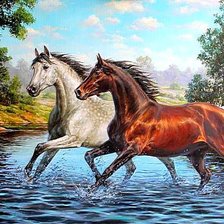 Схема вышивки «Лошади»