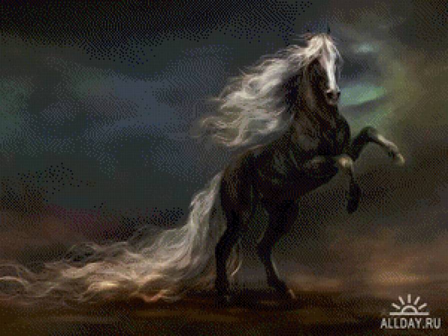 Вороной конь - лошадь, символ 2014 - предпросмотр