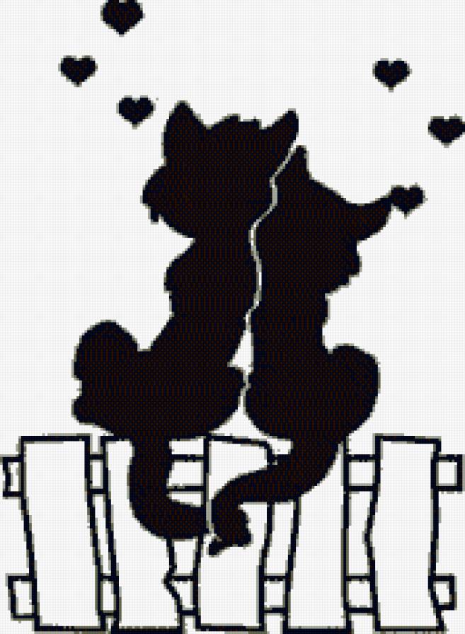 пара котов - черно белое, коты, кошки, домашние животные - предпросмотр