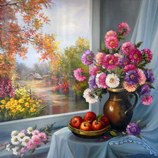 Схема вышивки «осень за окном»