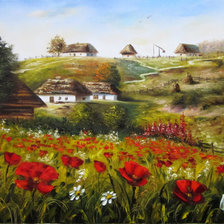 Схема вышивки «ДЕРЕВНЬКА»