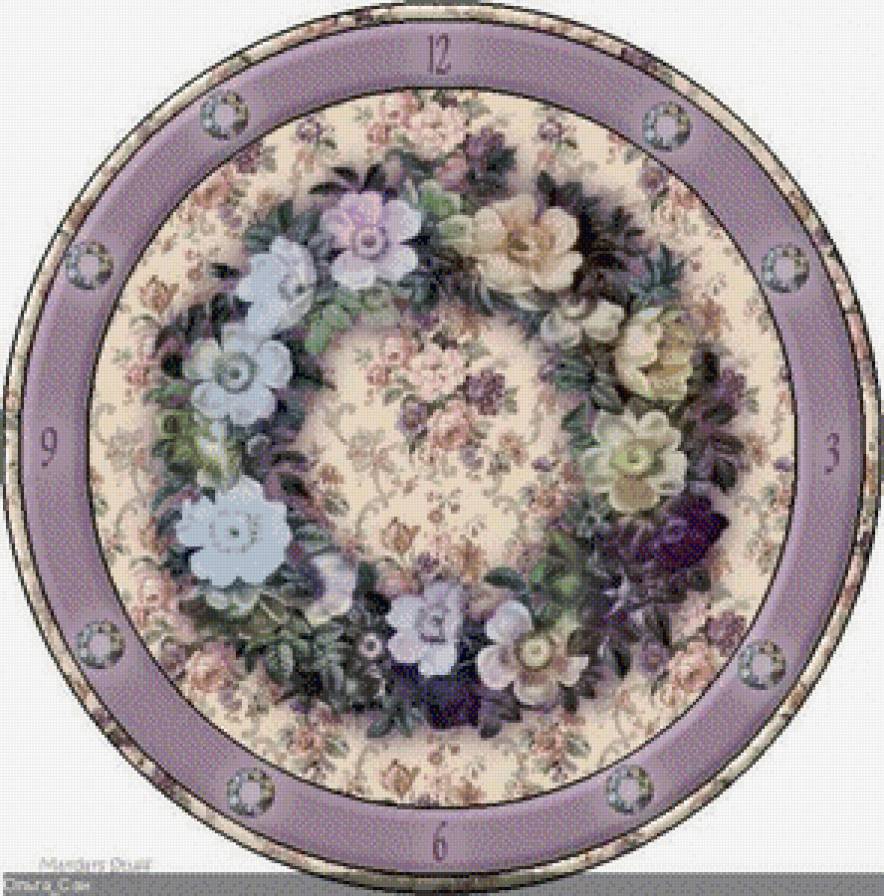 Узоры - цветы, подушка, узоры, часы, роза, букет - предпросмотр