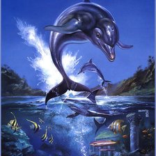 Схема вышивки «Дельфины»