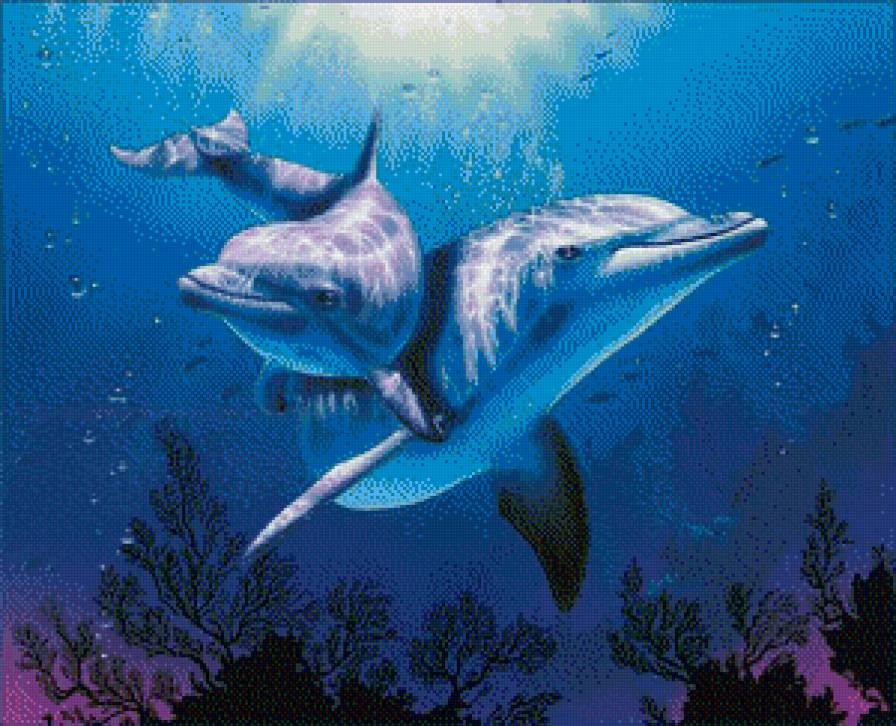 Дельфины - волна, дельфины, море - предпросмотр