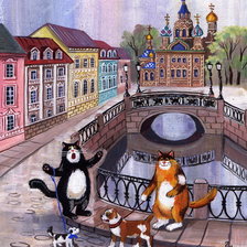 Схема вышивки «коты Петербурга»