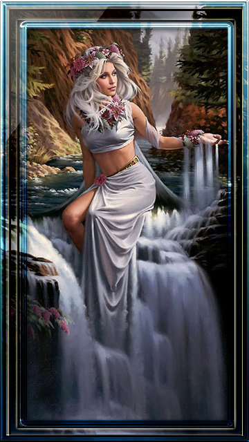 Нимфа - горы, водопад, природа, фентези, девушки, лес - оригинал