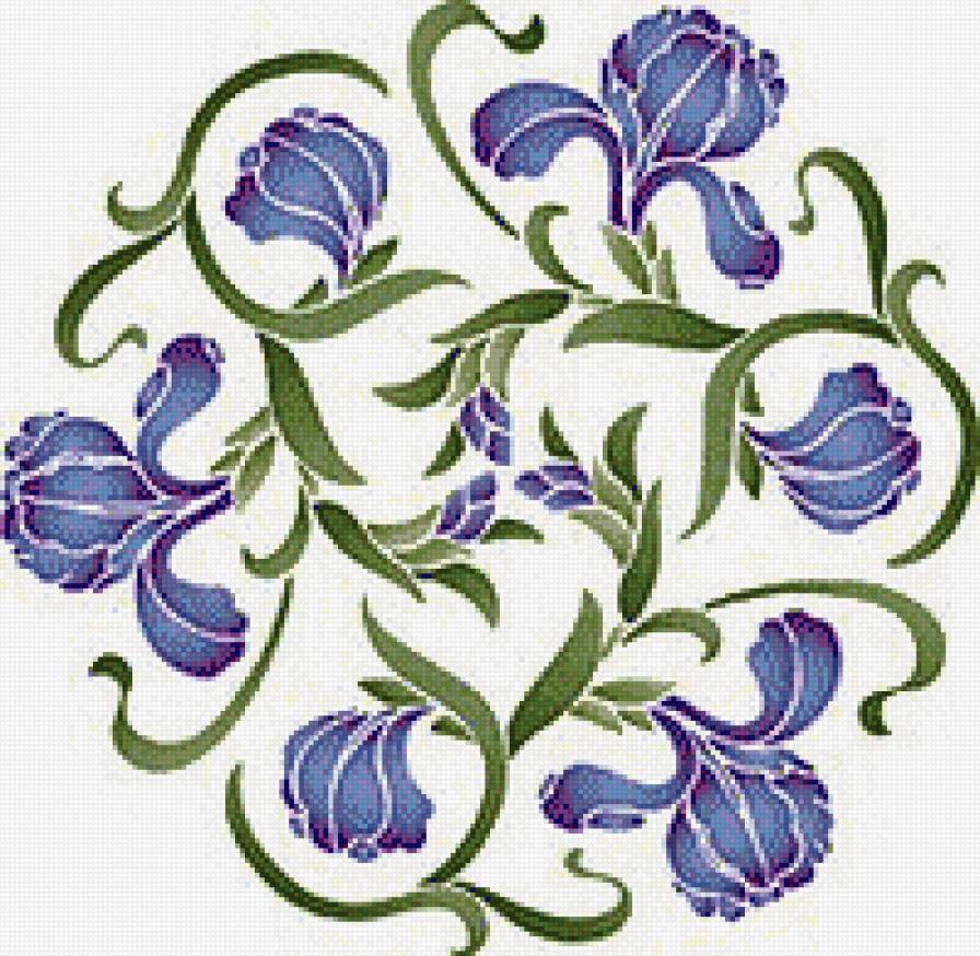 Орнамент. Ирисы. - орнамент, цветы, ирисы - предпросмотр