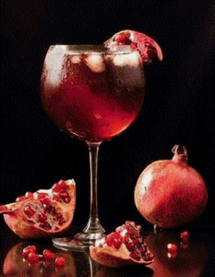 Цвет граната. - гранат, для кухни, в бар, бокал, стекло - предпросмотр