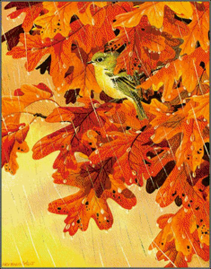 Серия "Птицы" - осень, птиц, дождь - предпросмотр