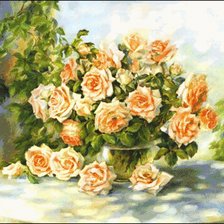 Схема вышивки «букет роз в вазе»