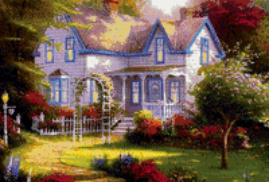 летний дом - сад, цветы, дом, лето - предпросмотр