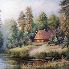 Схема вышивки «домик в лесу»