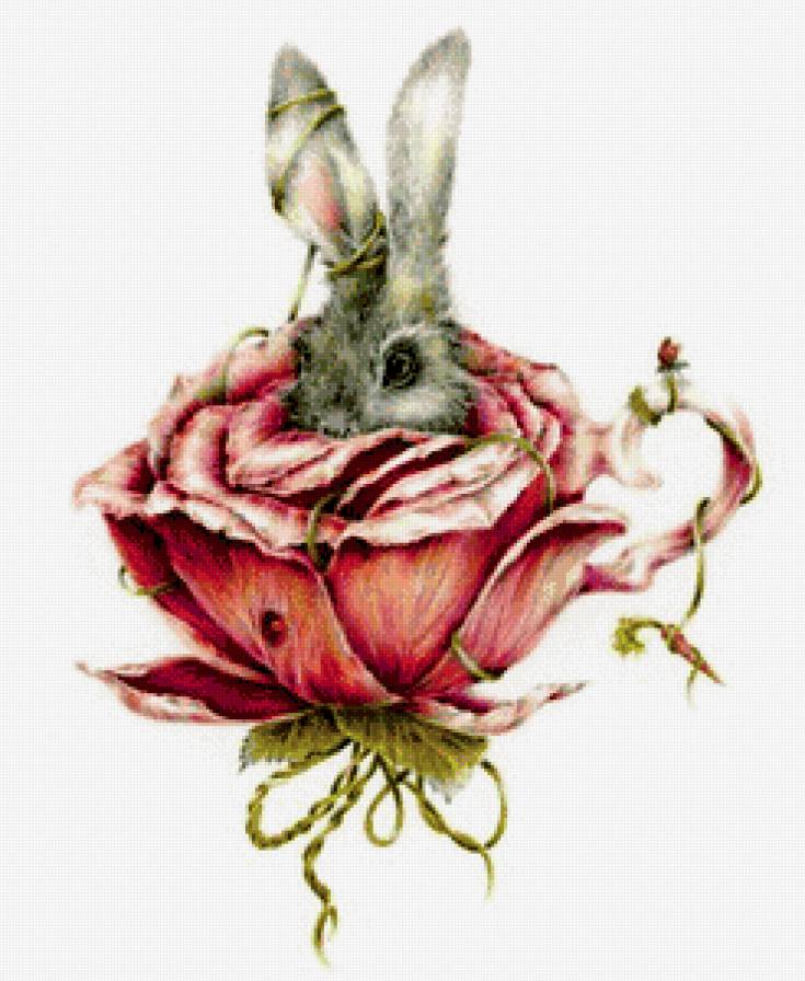 один из знаменитого чаепития - чашка, сказка, фэнтези, заяц, роза - предпросмотр