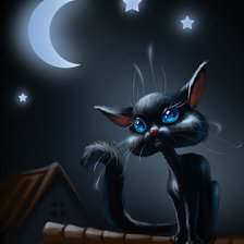 Схема вышивки «Кошка на крыше»