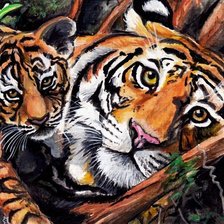 Схема вышивки «тигры»