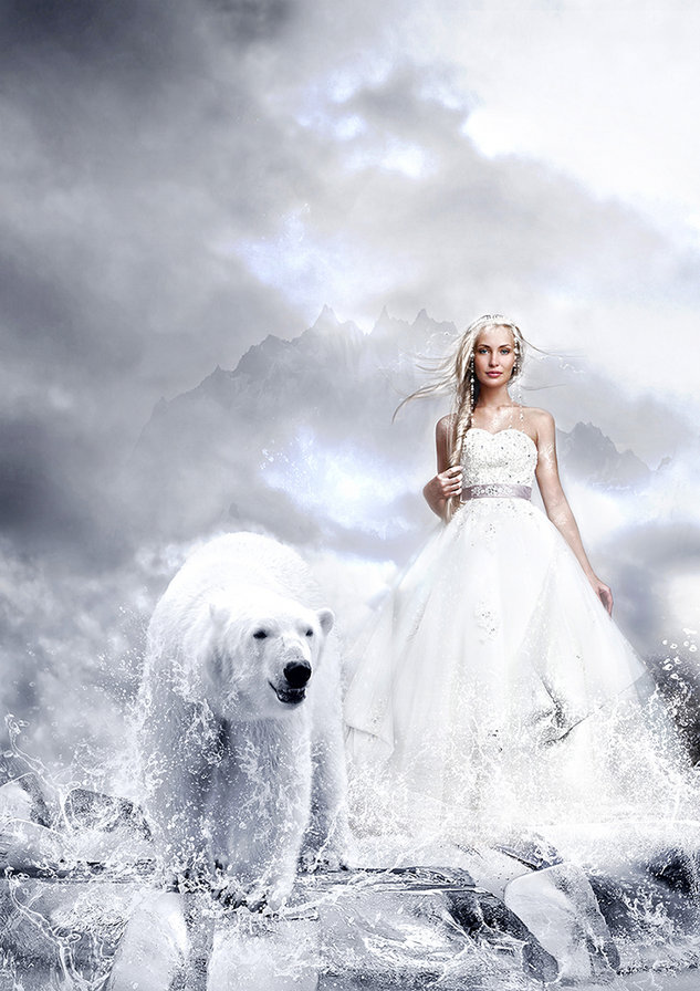 владычица севера - девушка, медведь - оригинал